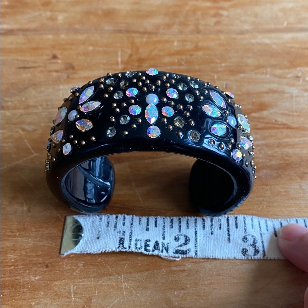 Black Rhinestone Cuff Bracelet - Picture 7 of 7